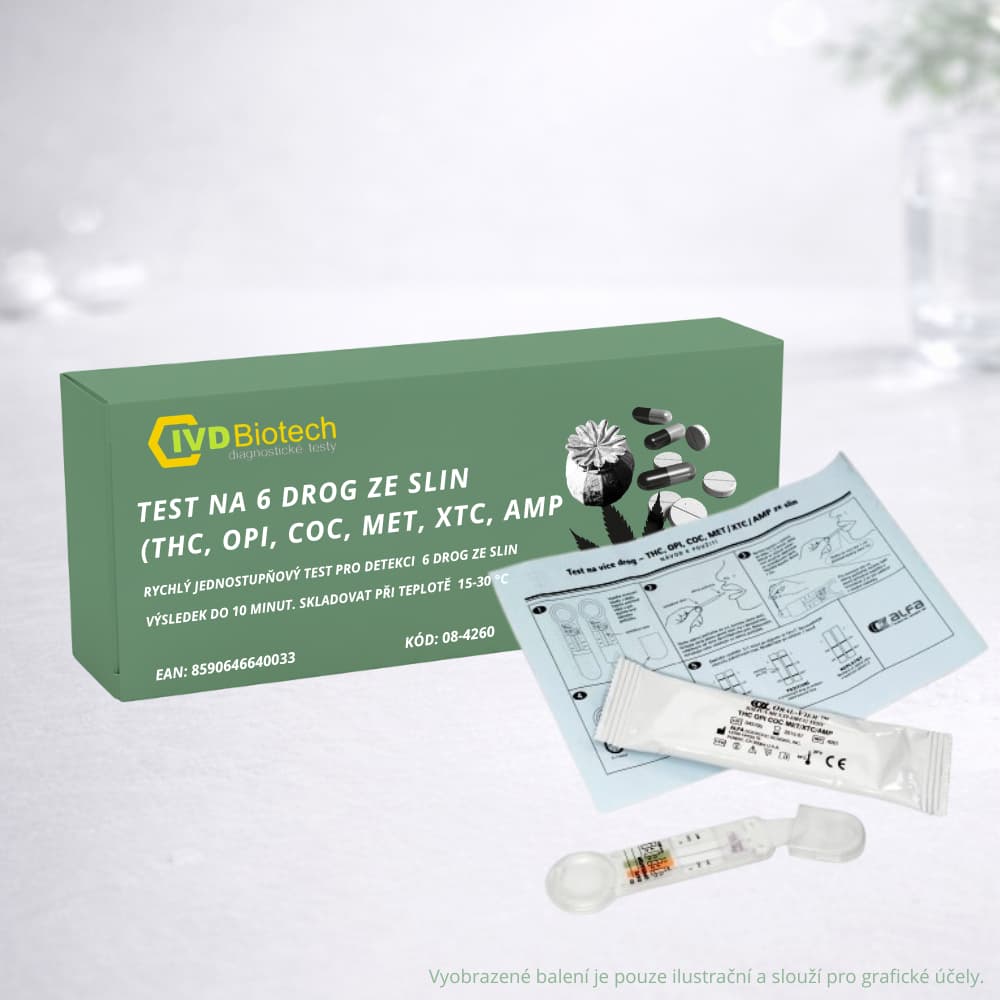 AKCE! Test na 6 drog ze slin THC, OPI, COC, MET, XTC, AMP (KAZETA)