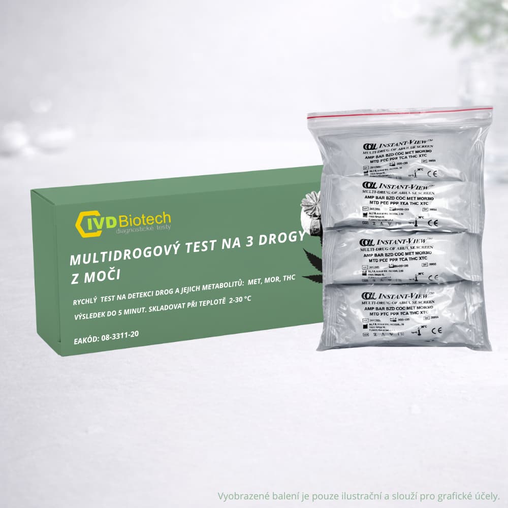 20x Multidrogový test na 3 drogy z moči (MET, MOR, THC)